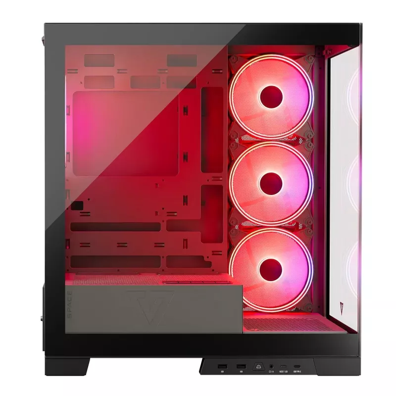 PC korpusas MODECOM Volcano SPACE APEX ARGB Midi Tower, grūdintas stiklas, USB-C, palaiko ATX/microATX/Mini-ITX, GPU iki 430 mm, CPU aušintuvas iki 180 mm