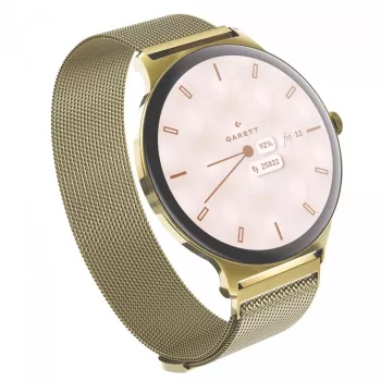 Išmanusis laikrodis Garett Verona 2 Gold Mesh su Bluetooth ir širdies ritmo monitoriumi