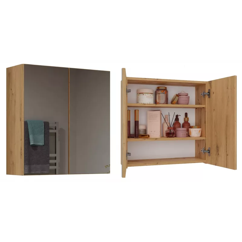 vonios spintelė viršutinė “top e shop POLA 2DL ARTISAN” — montuojama prie sienos, ąžuolas, 600×220×600 mm, 3 lentynos
