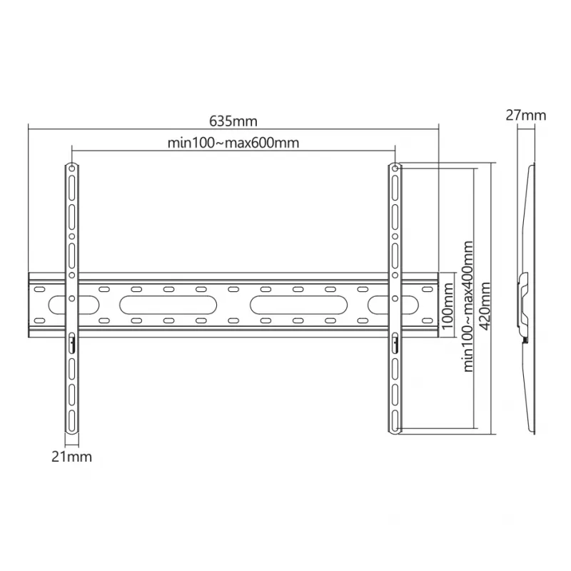 SBOX PLB-2546F-2 tvirtinimo laikiklis 37–80 mm, apkrova 45 kg, plokštė 600×400 mm