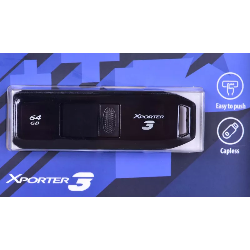 USB atmintukas PATRIOT Xporter 64GB USB Type-A 3.2 Gen 1 (slankiojantis, juodas, 80 MB/s)
