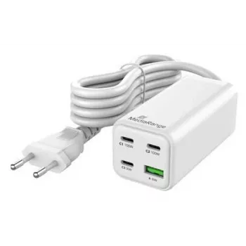 MediaRange MRMA124 mobiliojo įrenginio įkroviklis 100 W kintamoji srovė, 3x USB-C, 100–240 V įvestis, 1,5 m laidas, balta