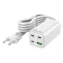 MediaRange MRMA124 mobiliojo įrenginio įkroviklis 100 W kintamoji srovė, 3x USB-C, 100–240 V įvestis, 1,5 m laidas, balta