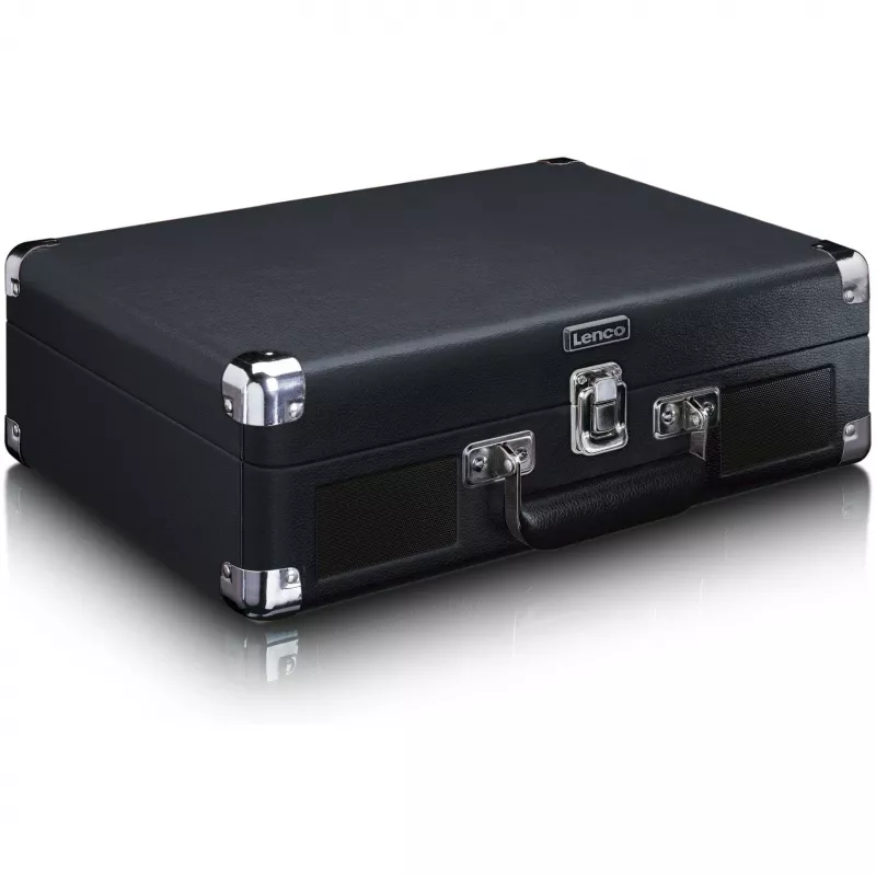 Pavarų diržu varomas patefonas Lenco TT-115 Black — nešiojamas lagamininis grotuvas, Bluetooth 5.0, USB įrašymas, 33/45/78 aps./min.