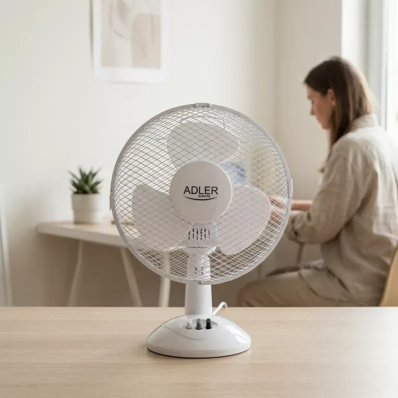 Adler | AD 7302 | Stalinis ventiliatorius | Baltas | Skersmuo 23 cm | Greičių skaičius 2 | Osciliacija | 60 W | Nėra