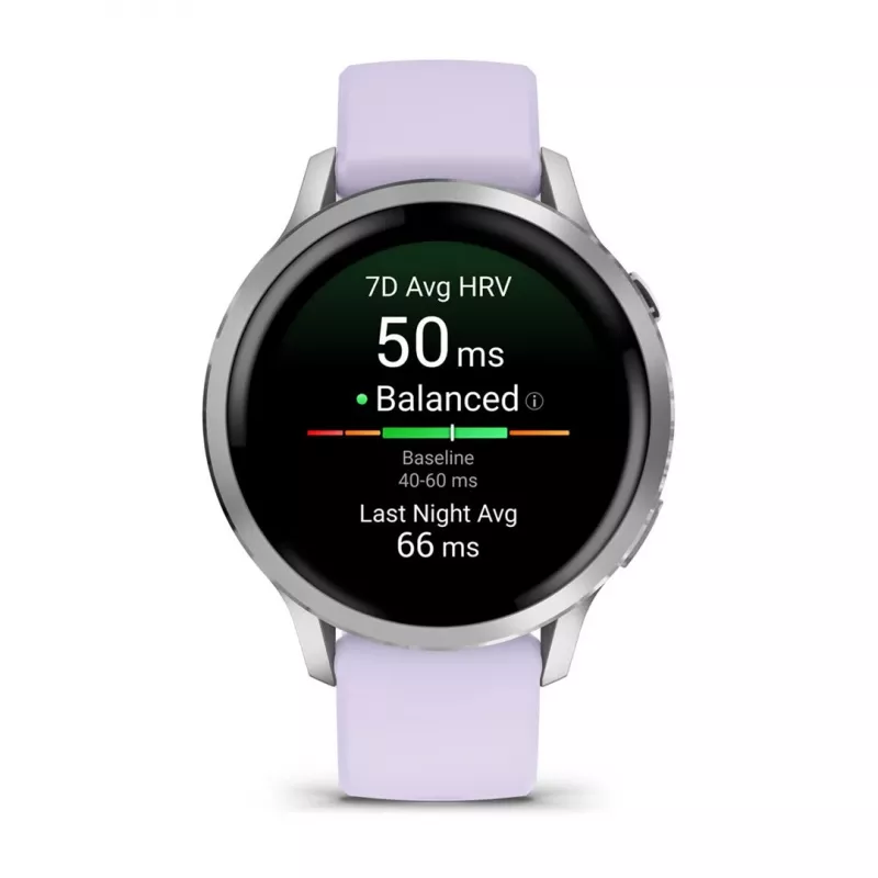 Garmin Venu 4 3,05 cm (1,2 colio) AMOLED 41 mm Skaitmeninis 390 x 390 pikselių Liečiamas ekranas Sidabrinis Wi-Fi GPS (palydovas)
