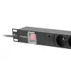 Maitinimo skirstymo įrenginys LANBERG PDU-06E-0200-BK — 6x E tipo lizdai, 16 A, 2 m kabelis, 1U stovas, 220–250 V