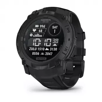 Išmanusis laikrodis GARMIN Instinct — 45 mm, 3,05 cm (1,2 col.) AMOLED 390×390 jutiklinis ekranas, 4 GB, GPS, silikoninis dirželis juodas, 53 g