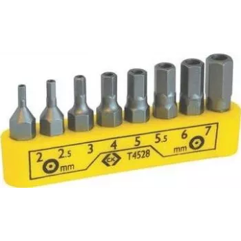 Šešiabriaunių antgalių rinkinys c.k tools T4528 — 8 vnt. šešiabriaunių antgalių atsuktuvams ir antgalių laikikliams
