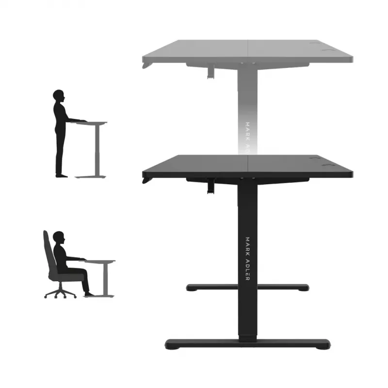 Reguliuojamo aukščio elektrinis žaidimų stalas Mark Adler MA-Leader 7.6, juodas – 160×80 cm, 72–118 cm, maks. 70 kg
