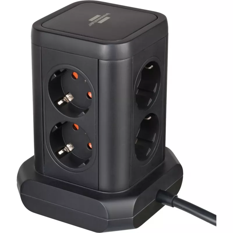 Maitinimo lizdų bokštas Brennenstuhl 1153560010 — 8 lizdai, 2×USB-A, 1×USB-C, juodas