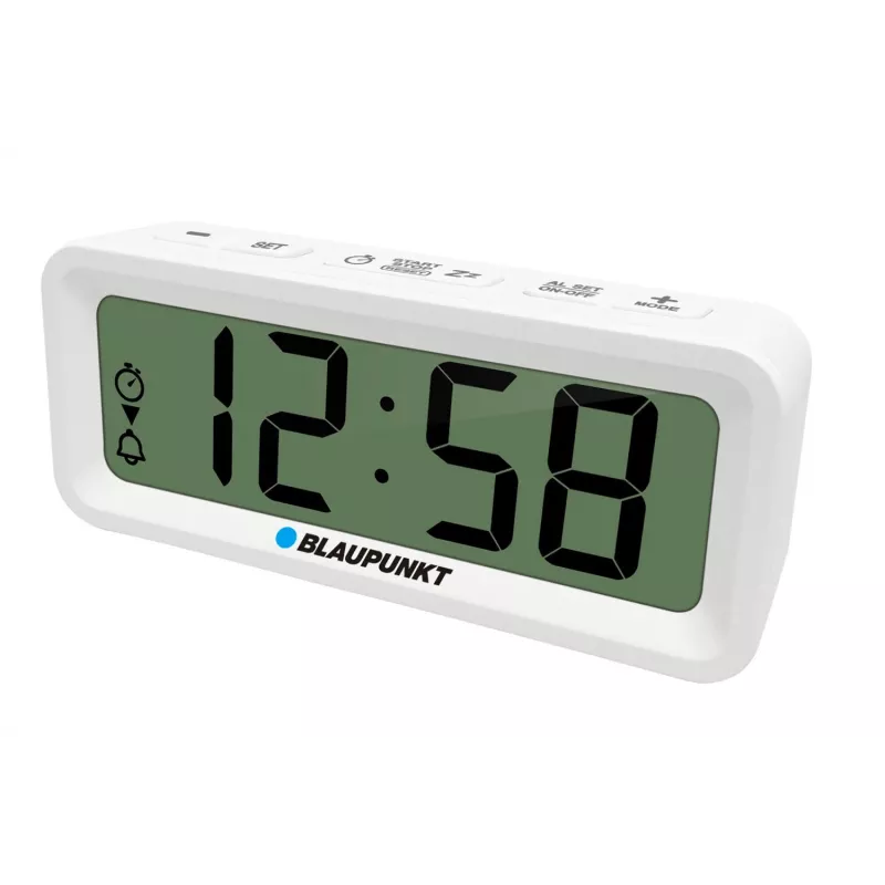 Žadintuvas BLAUPUNKT CL04WH daugiafunkcis laikrodis, baltas — termometras, kalendorius, snaudimo funkcija, 88×37×21 mm
