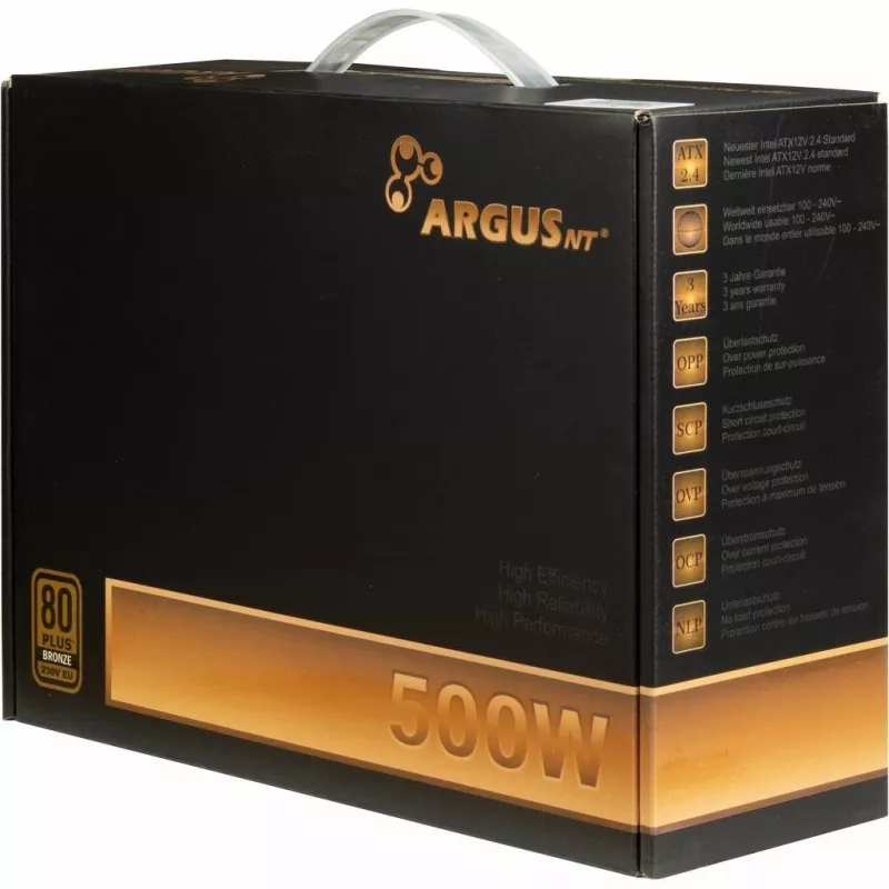 Inter-Tech ArgusNT BPS-500 maitinimo blokas 500 W 20+4 pin ATX ATX juodas
