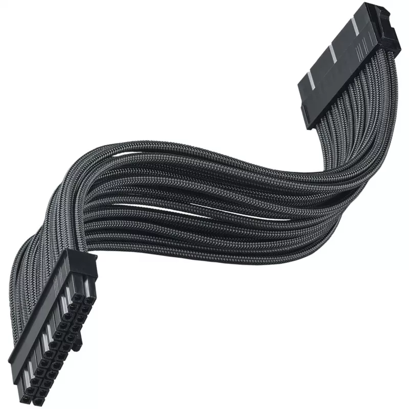 SilverStone PP07E - Maitinimo prailginimo kabelis - ATX, 24 kontaktų (W) į ATX, 24 kontaktų (M) - 30 cm - Juodas