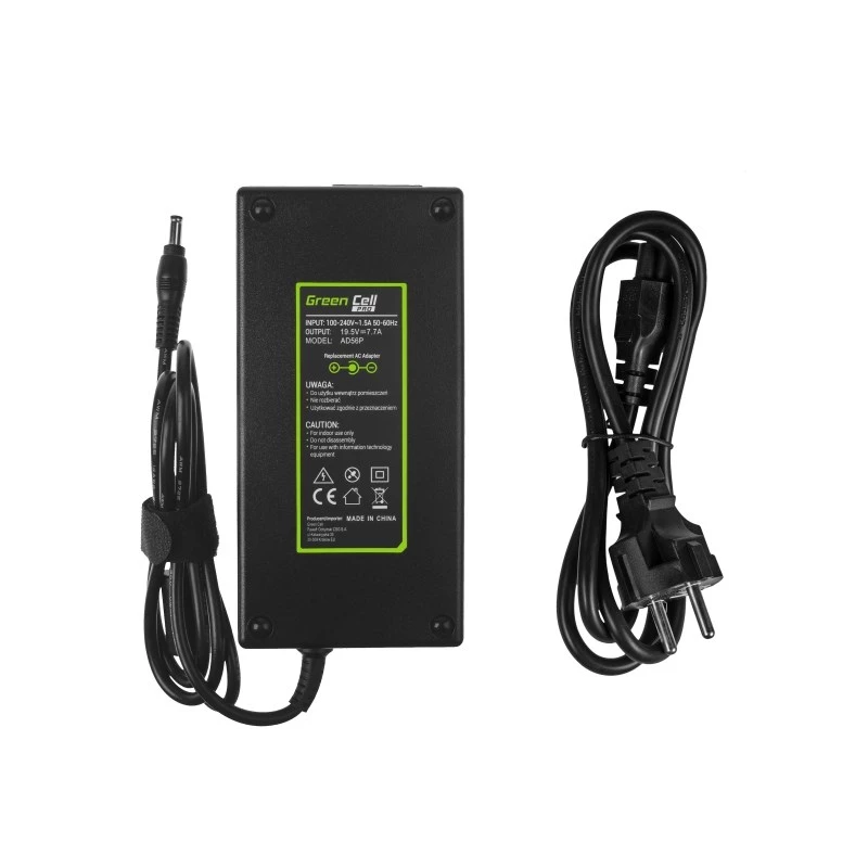 Maitinimo adapteris Green Cell AD56P 150W 19,5V 7,7A, skirtas ASUS nešiojamiesiems kompiuteriams, vidaus naudojimui, juodos spalvos