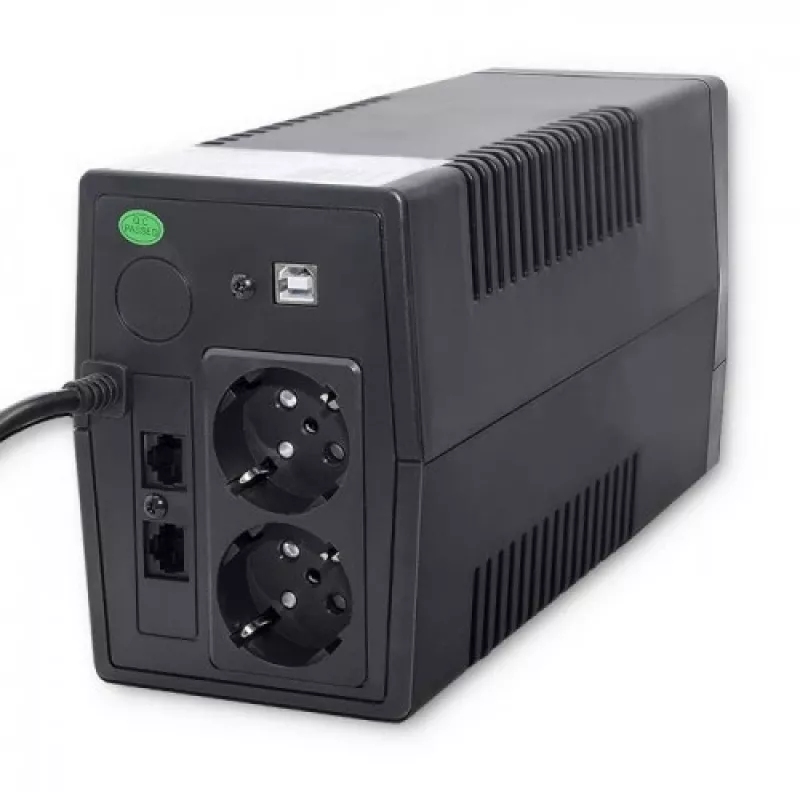 Qoltec Monolith nepertraukiamo maitinimo šaltinis (UPS) Dvigubo keitimo (Online) 1 kVA 600 W 2 SCHUKO lizdai