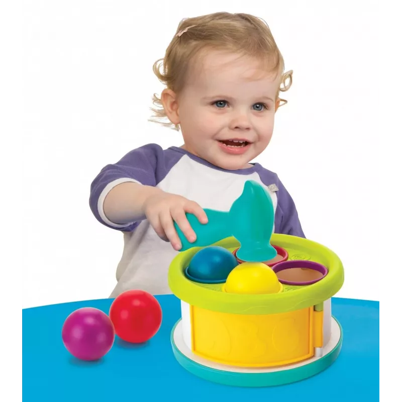 Kamuoliukų numetimo plaktuko žaislas B-kids 1164883N su spalvingais kamuoliukais ir muzikiniais garsais