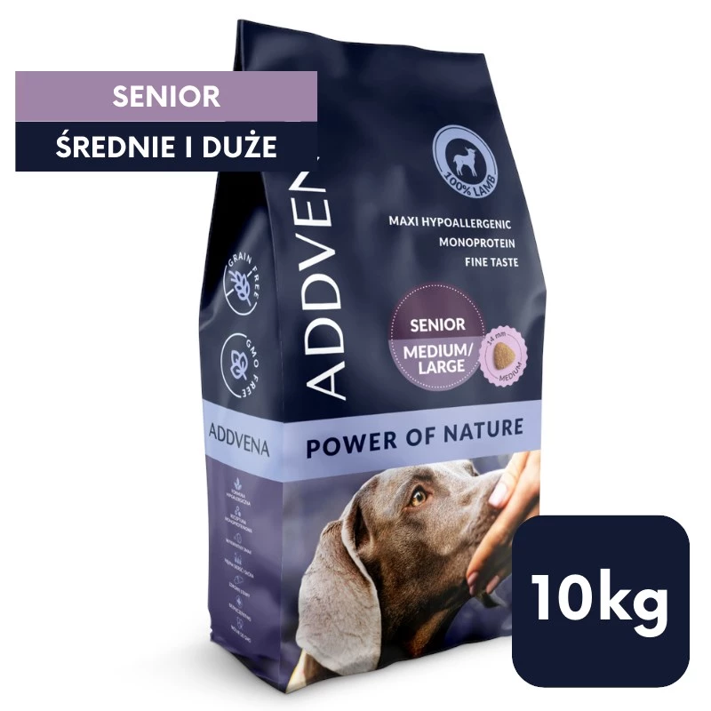 ADDVENA Power of Nature Senior Medium/Large Lamb - sausas šunų maistas - 10kg