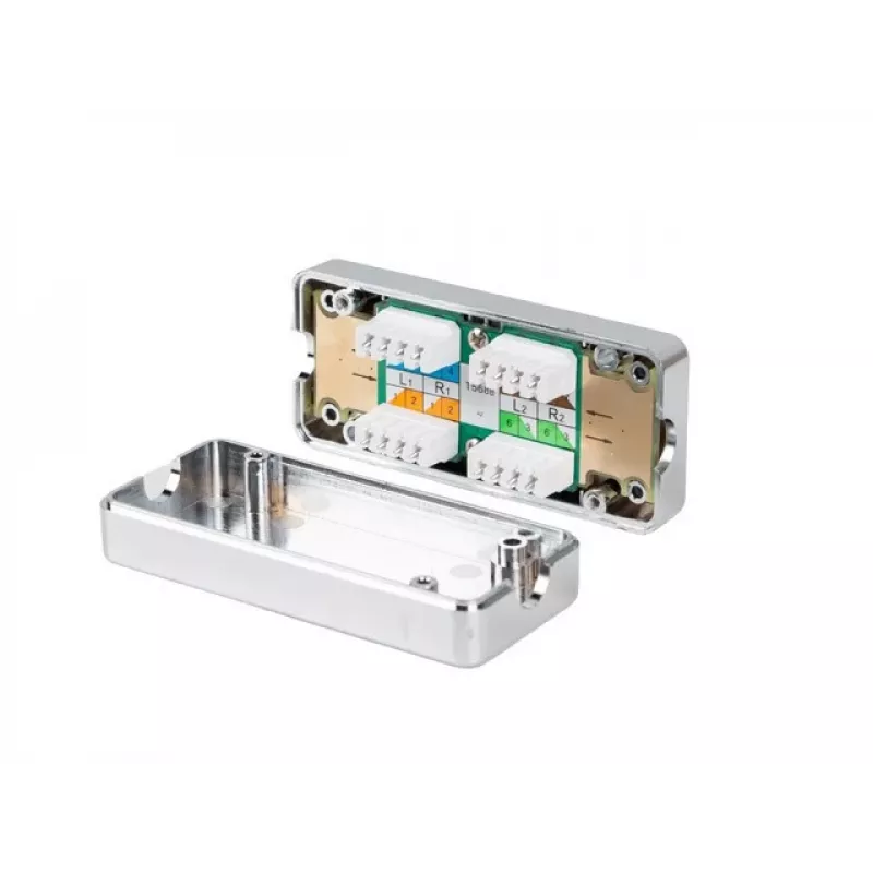 LANBERG tinklo jungiamoji dėžutė PLC-6SL1-S, Cat6 S/FTP (S-STP), sidabrinė, 82×35×23 mm