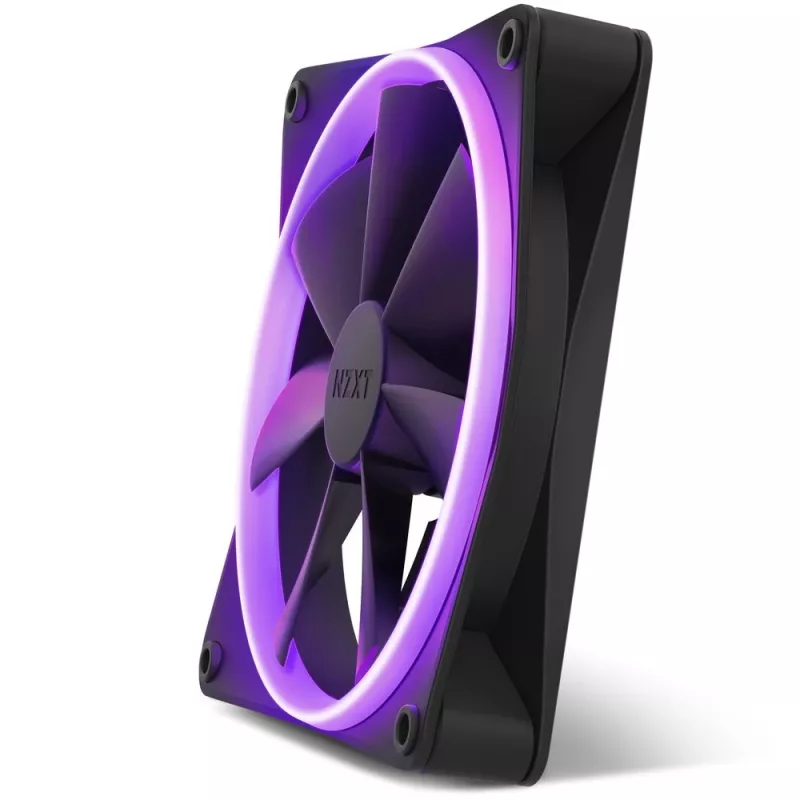 Korpuso ventiliatorius NZXT F140 RGB 14 cm, juodas, 500–1800 RPM, Fluid Dynamic Bearing, 4-pin, 18 šviesos diodų