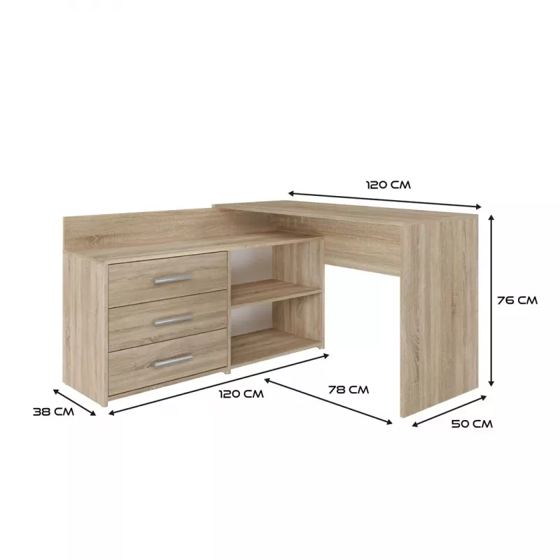 Topeshop DANY SONOMA KPL kompiuterio stalas ąžuolo spalva