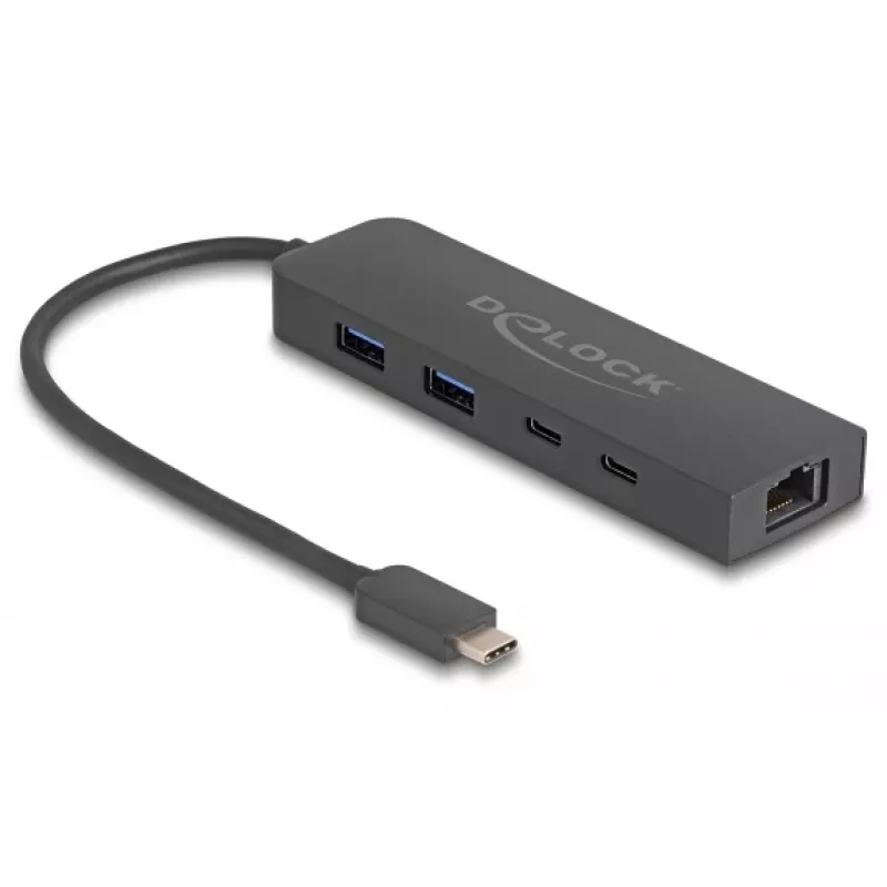 USB šakotuvas DeLOCK 10 Gbps su 2,5 Gigabit LAN ir PD 85 W