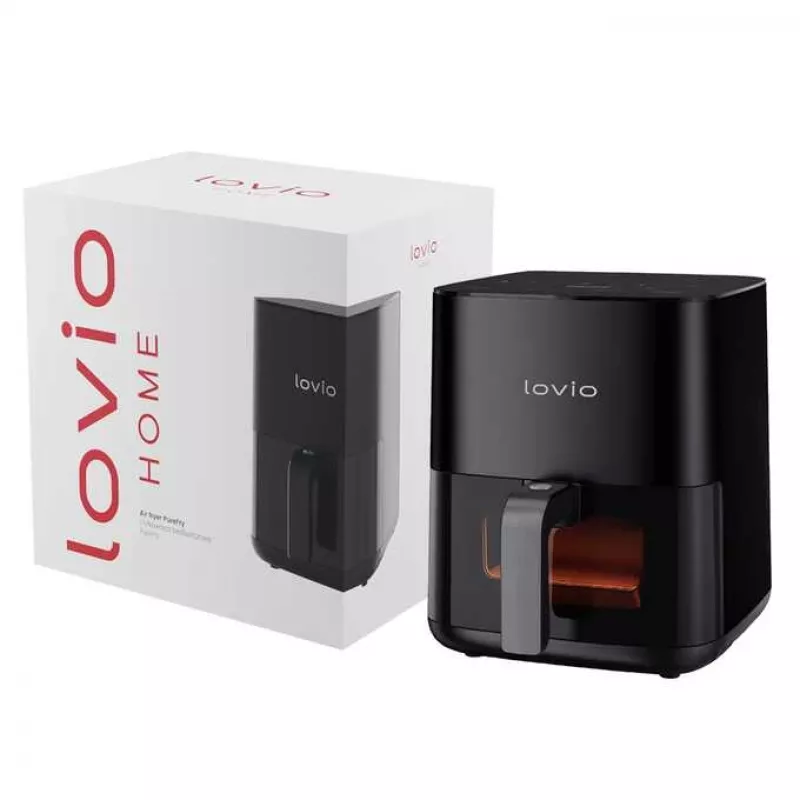 Oro gruzdintuvė Lovio LVAF001BK 5 L juoda — stalinė karšto oro gruzdintuvė, 5 litrų talpa