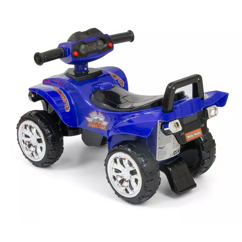 Ride-on toy milly mally Ride-on Monster Navy — vaikiška sėdima transporto priemonė, žema sėdynės aukštis