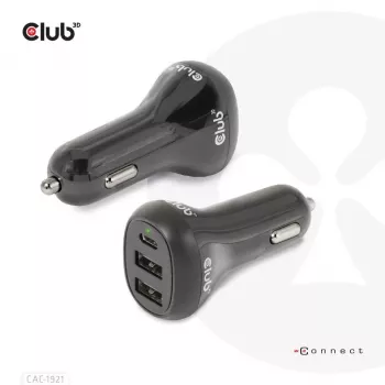 CLUB3D Nešiojamųjų kompiuterių / laptopų automobilinis įkroviklis 36 Watt, Auto, cigarečių žiebtuvėlis, 24 V, juodas