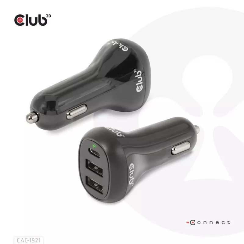 CLUB3D Nešiojamųjų kompiuterių / laptopų automobilinis įkroviklis 36 Watt, Auto, cigarečių žiebtuvėlis, 24 V, juodas