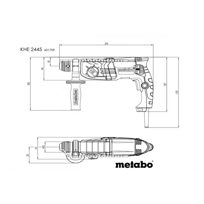 Kombinuotas plaktukas Metabo KHE 2445 800W 3.2J 3 funkcijos