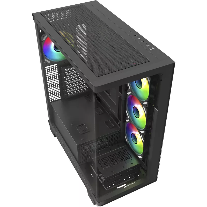 ELITE SHARK CA500 , juodas korpusas bokštas, grūdintas stiklas x 2