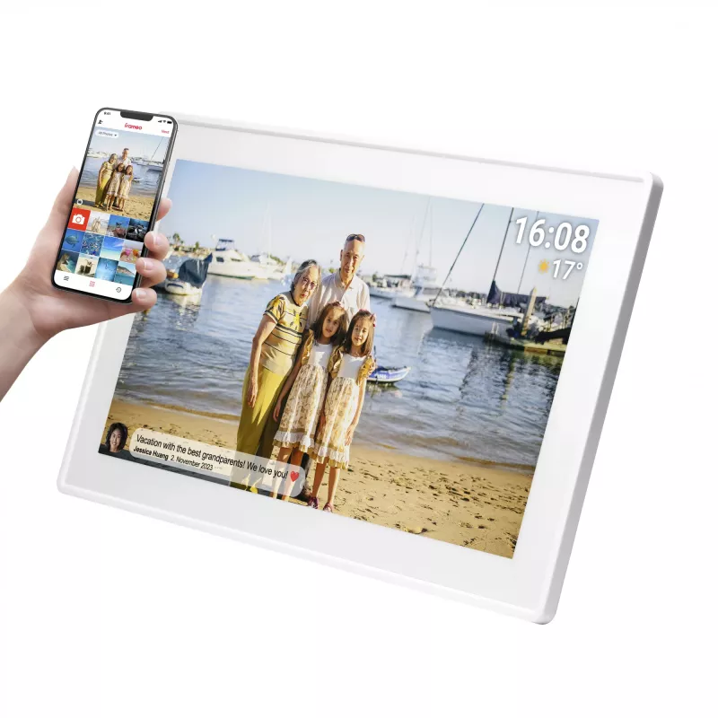 Denver PFF-1515W skaitmeninis nuotraukų rėmelis baltas 39,6 cm (15,6 inch) jutiklinis ekranas Wi-Fi
