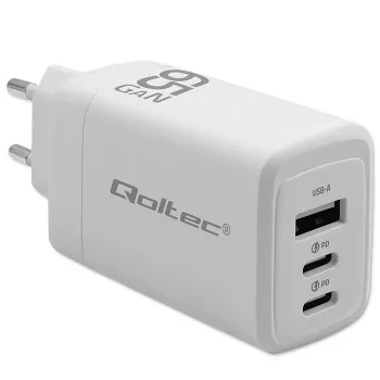 GaN įkroviklis QOLTEC 51822 65W 2×USB A 2×USB‑C