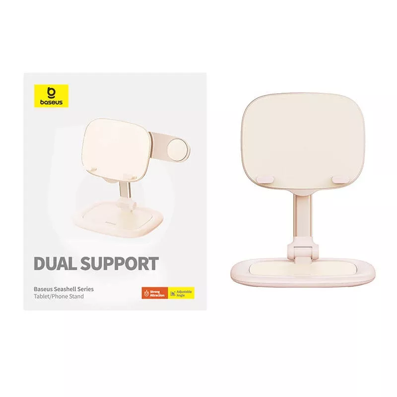 Planšečių ir telefonų stovas Baseus Seashell Series Pink — reguliuojamo aukščio, lengvas