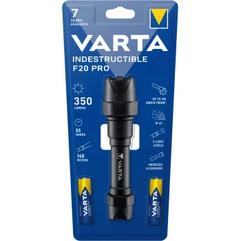 Varta Indestructible F20 Pro - rankinis žibintuvėlis - juoda - aliuminis - 9 m - IP67 - LED