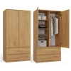 Topeshop SZAFA MALWA ART bedroom wardrobe/closet 5 shelves 2 durelės(s) ąžuolas