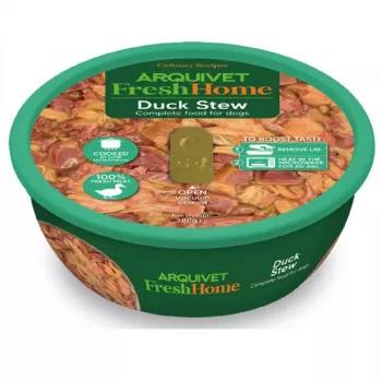 Šlapias šunų maistas ARQUIVET Arquivet Fresh Home Gulasz z Kaczki 280 g — pilnavertis be grūdų suaugusių šunų receptas su antiena