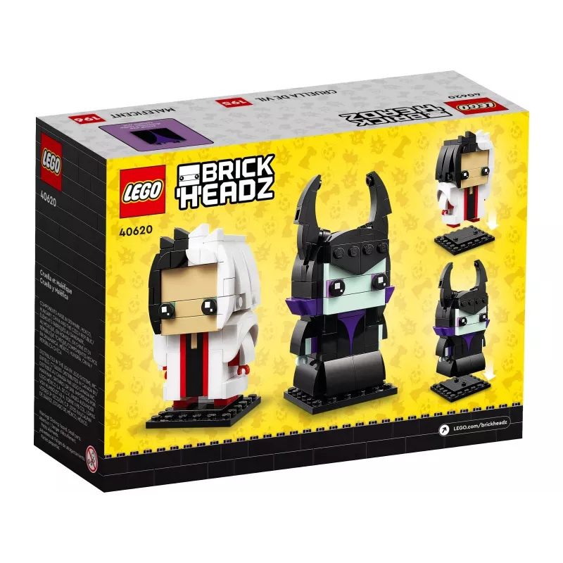 Kolekcinės figūrėlės LEGO Cruella ir Diabolina BrickHeadz 40620 rinkinys, 2 figūrėlės