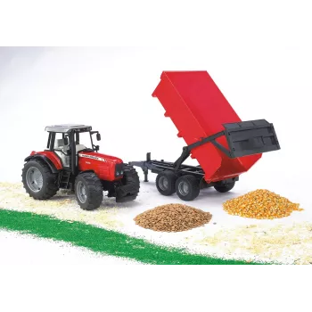 Traktoriaus modelis BRUDER Massey Ferguson 7480 su savivartė priekaba