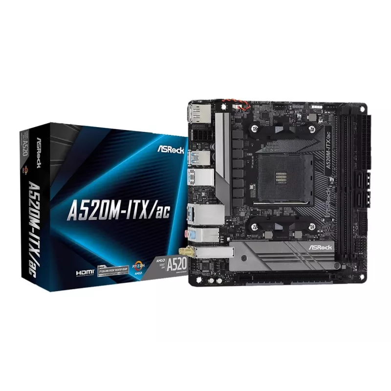 Pagrindinė plokštė ASRock A520M-ITX/ac Socket AM4 micro ATX