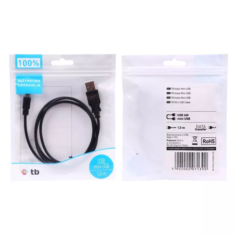 Laidas USB – Mini USB 1 m, juodas
