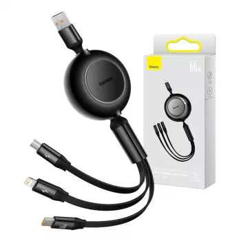 USB 3 viename laidas Baseus Bright Mirror — micro USB, USB-C, Lightning, 66W, 1,1 m