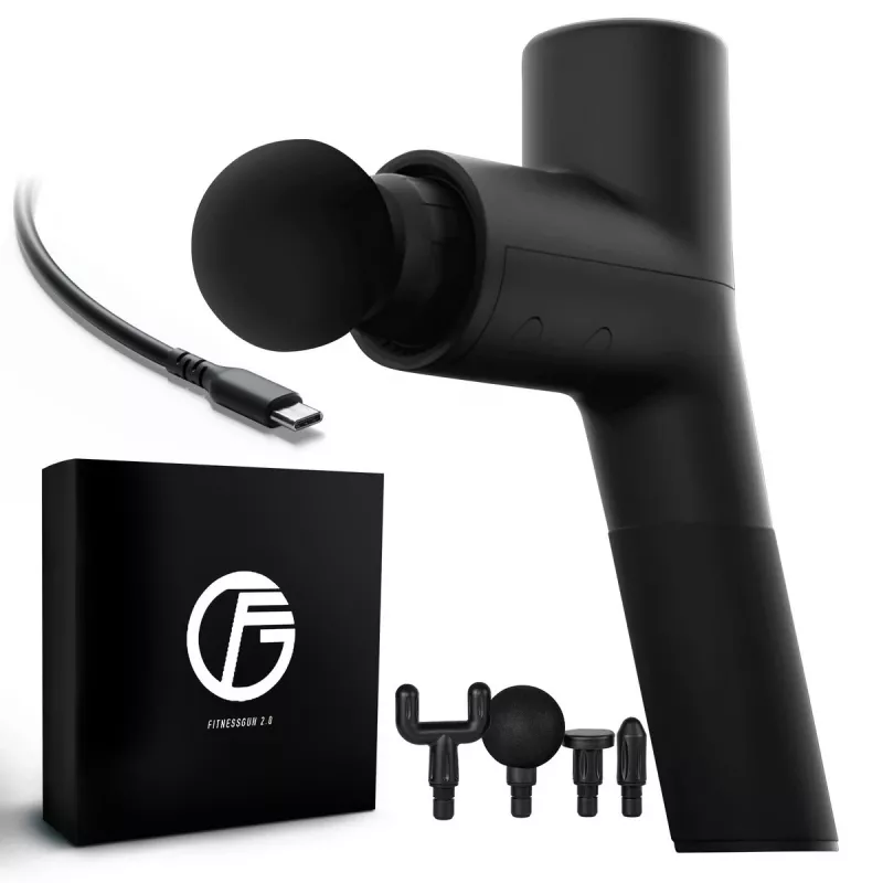 Extralink Massage Gymgun Fit 2.0 Lite masažinis pistoletas, 4 galvutės, 6 režimai