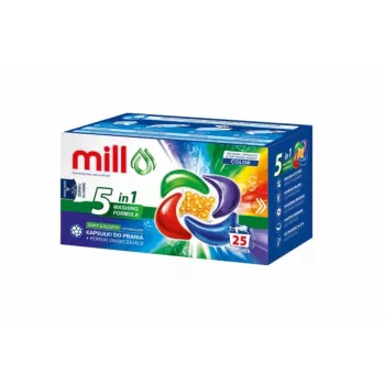 MILL PRO 5k skalbimo kapsulės + COLOR minkštinimo karoliukai, 25 vnt.