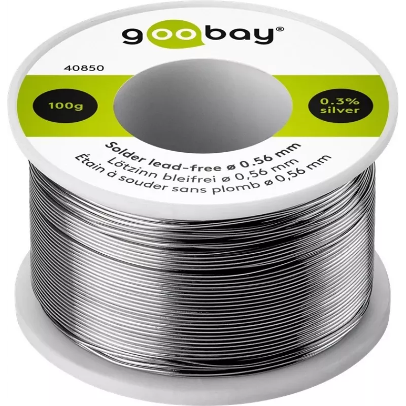 Litavimo viela GOOBAY bešvinė 0,56 mm 100 g – su fliuso šerdimi, Sn lydinys