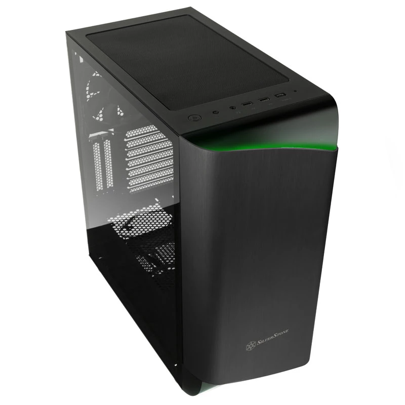 SidabrinėStone Seta A1 Midi-Tower, grūdintas stiklas - juoda