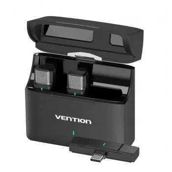 2 vienetų Vention USB-C mikrofonų rinkinys + įkrovimo dėklas