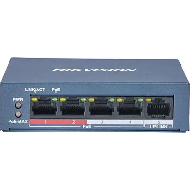 Hikvision DS-3E0105P-E/M(B) tinklo jungiklis L2 Fast Ethernet (10/100) Power over Ethernet (PoE) Pilka