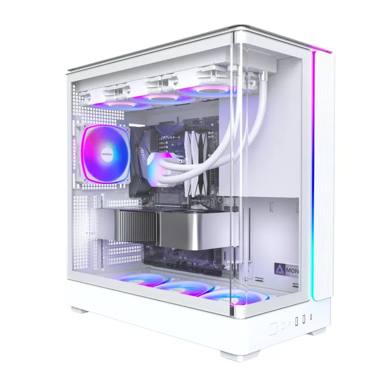 Korpusas Montech KING 45 PRO (W) — baltas Micro ATX / Mini-ITX midi bokštas